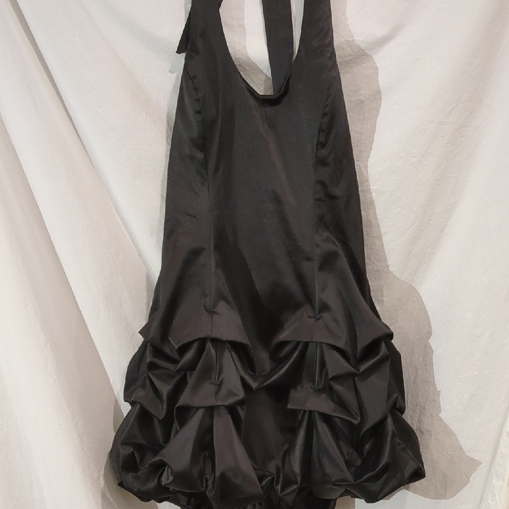 Ruby Rox | Party Dress Halter Top Flouncy Skirt Black Satin | 9